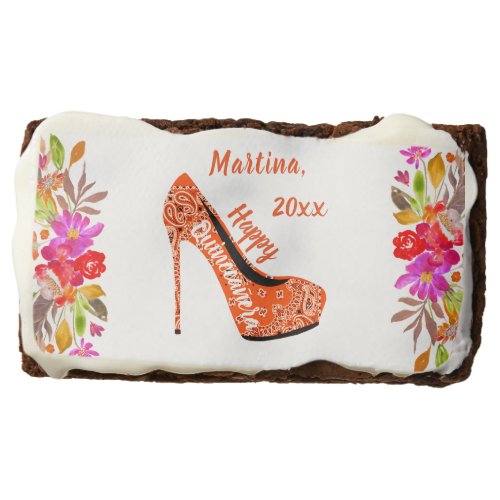 Personalized Happy Quinceanera High_Heeled Shoe Brownie