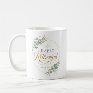 Personalized Happy Retirement Elegant Botanical Coffee Mug