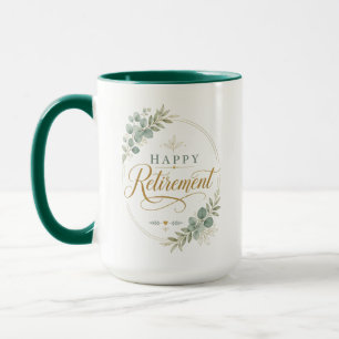 Personalized Happy Retirement Elegant Botanical Mug