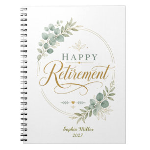 Personalized Happy Retirement Elegant Botanical Notebook