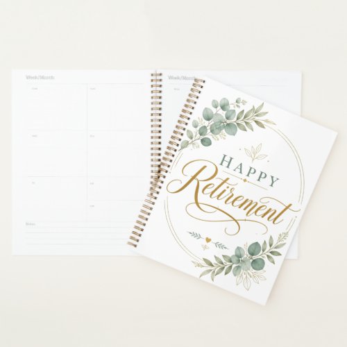 Personalized Happy Retirement Elegant Botanical Planner