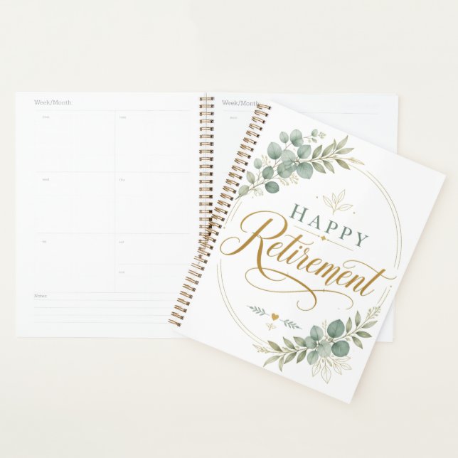 Personalized Happy Retirement Elegant Botanical Planner (Display)