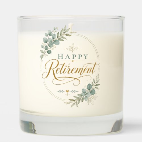 Personalized Happy Retirement Elegant Botanical Scented Candle