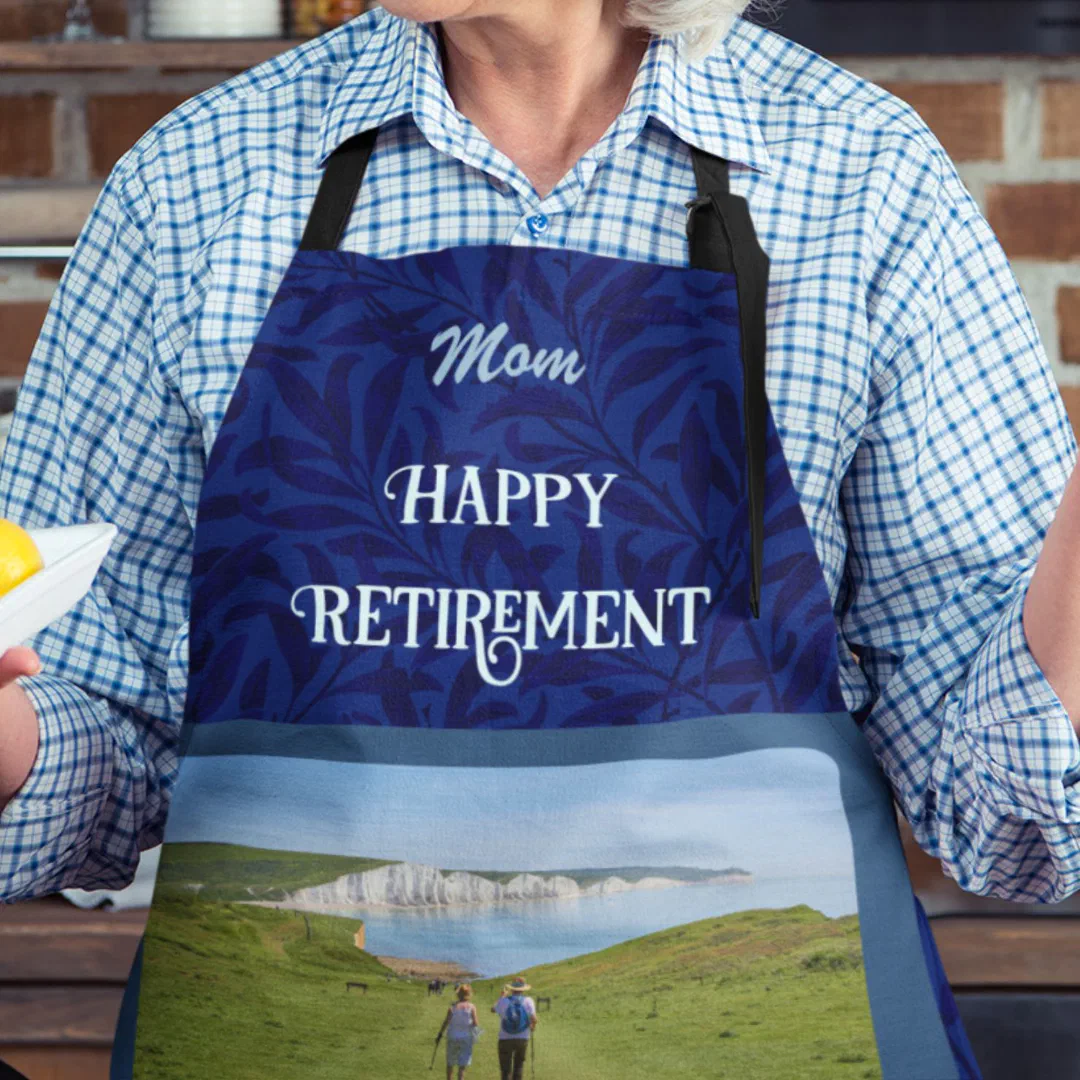 Personalized Happy Retirement Gifts for Mom Blue Apron (Creator Uploaded)