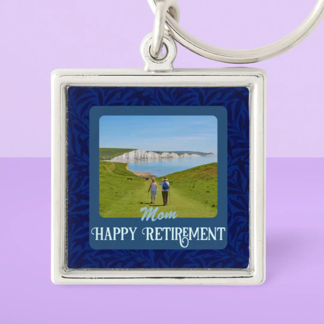 Personalized Happy Retirement Gifts for Mom Blue Keychain (Creator Uploaded)