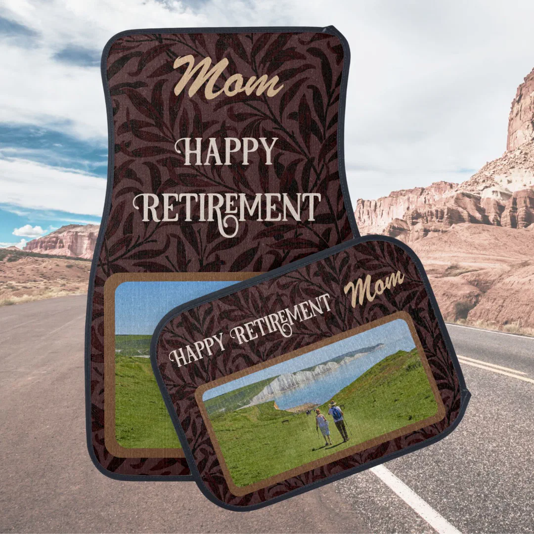 Personalized Happy Retirement Gifts for Mom Brown Car Floor Mat (Creator Uploaded)