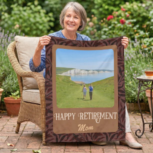 Personalized Happy Retirement Gifts for Mom Brown Fleece Blanket