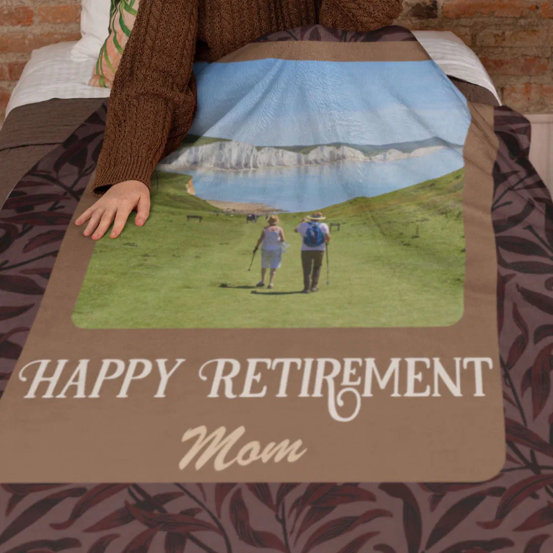 Personalized Happy Retirement Gifts for Mom Brown Fleece Blanket (Creator Uploaded)