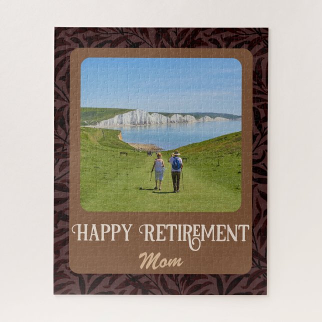 Personalized Happy Retirement Gifts for Mom Brown Jigsaw Puzzle (Vertical)