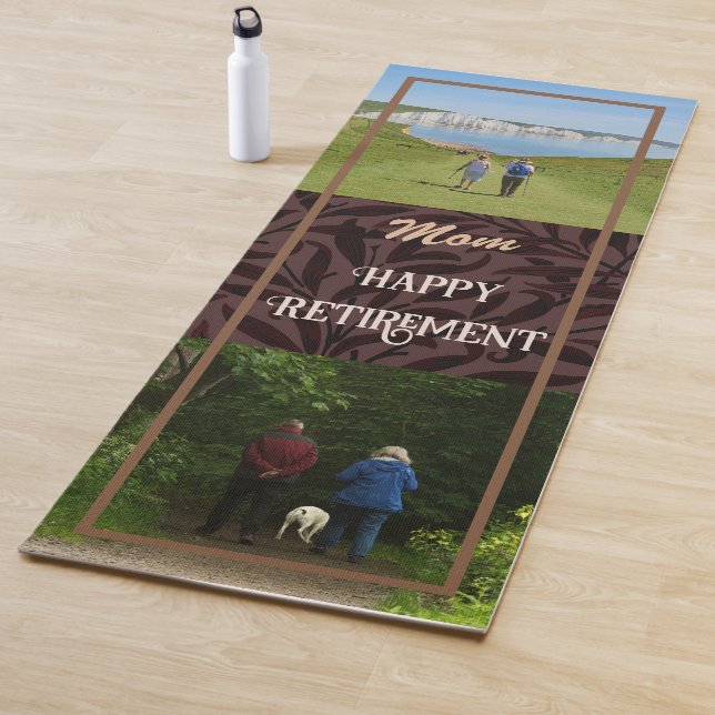 Personalized Happy Retirement Gifts for Mom Brown Yoga Mat (In Situ)