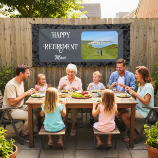 Personalized Happy Retirement Gifts for Mom Gray Banner