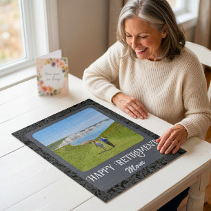 Personalized Happy Retirement Gifts for Mom Gray Jigsaw Puzzle