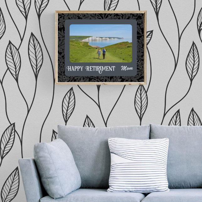 Personalized Happy Retirement Gifts for Mom Gray Poster (Creator Uploaded)