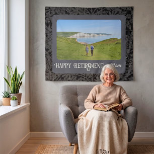 Personalized Happy Retirement Gifts for Mom Gray Tapestry