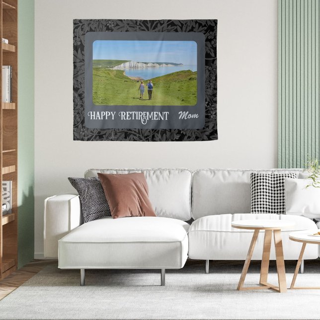 Personalized Happy Retirement Gifts for Mom Gray Tapestry (Creator Uploaded)