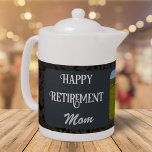 Personalized Happy Retirement Gifts for Mom Gray Teapot<br><div class="desc">Pouring love and warmth into every cup, our Personalized Happy Retirement Gifts for Mom teapot is the perfect way to show your appreciation for all she's done. With the ability to customize it with your heartfelt message and cherished photo, this teapot is not just a vessel for tea but a...</div>