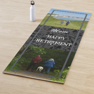 Personalized Happy Retirement Gifts for Mom Gray Yoga Mat
