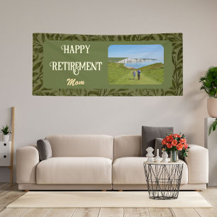 Personalized Happy Retirement Gifts for Mom Green Banner