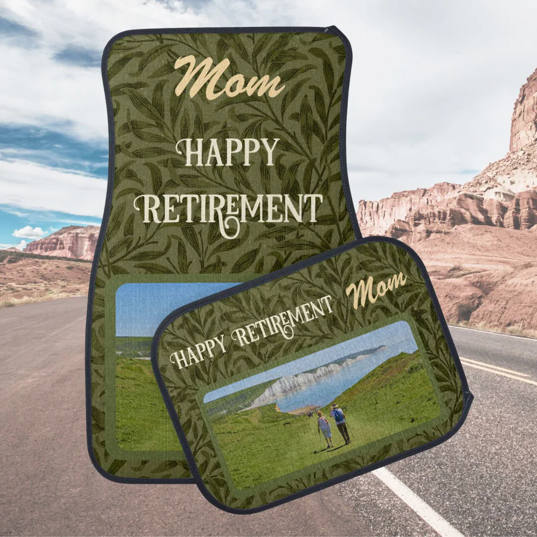 Personalized Happy Retirement Gifts for Mom Green Car Floor Mat (Creator Uploaded)