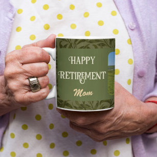 Personalized Happy Retirement Gifts for Mom Green Coffee Mug