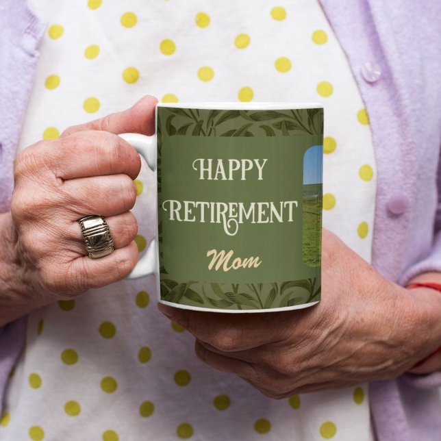 Personalized Happy Retirement Gifts for Mom Green Coffee Mug (Personalized Happy Retirement Gifts for Mom Green Coffee Mug)
