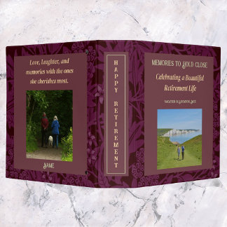 Personalized Happy Retirement Gifts for Mom Red 3 Ring Binder