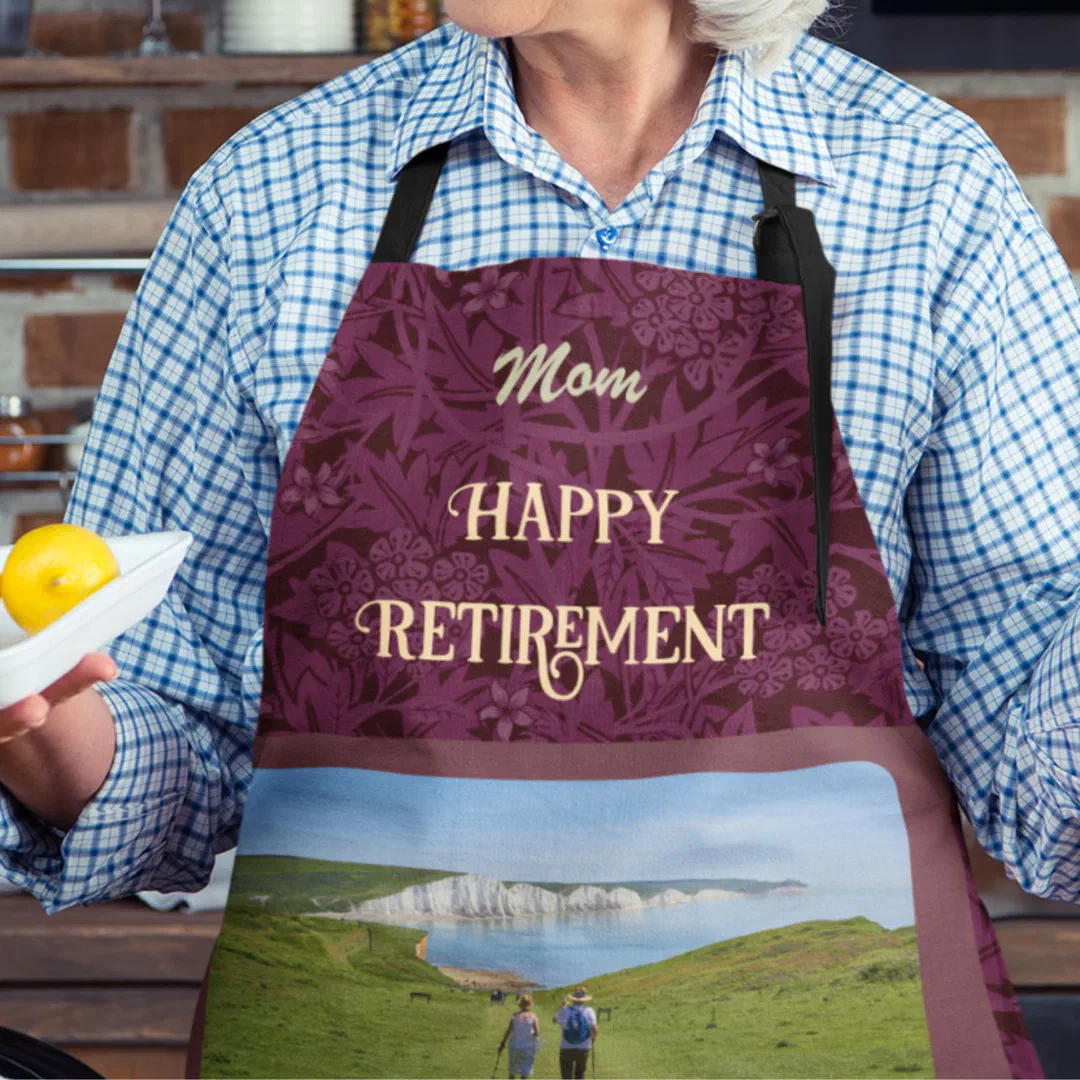 Personalized Happy Retirement Gifts for Mom Red Apron (Creator Uploaded)