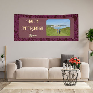 Personalized Happy Retirement Gifts for Mom Red Banner
