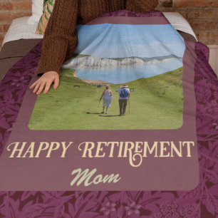 Personalized Happy Retirement Gifts for Mom Red Fleece Blanket