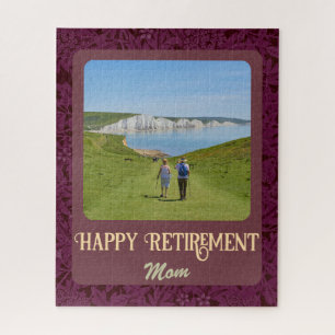 Personalized Happy Retirement Gifts for Mom Red Jigsaw Puzzle