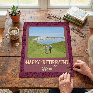 Personalized Happy Retirement Gifts for Mom Red Jigsaw Puzzle