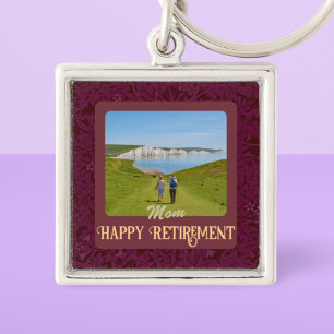 Personalized Happy Retirement Gifts for Mom Red Keychain