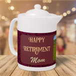 Personalized Happy Retirement Gifts for Mom Red Teapot<br><div class="desc">Pouring love and warmth into every cup, our Personalized Happy Retirement Gifts for Mom teapot is the perfect way to show your appreciation for all she's done. With the ability to customize it with your heartfelt message and cherished photo, this teapot is not just a vessel for tea but a...</div>