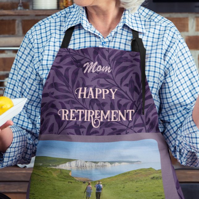 Personalized Happy Retirement Gifts for Mom Violet Apron (Creator Uploaded)