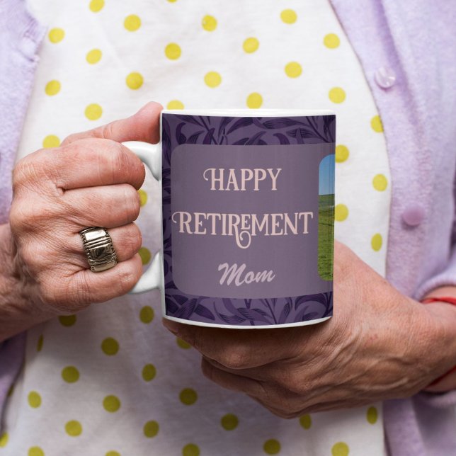 Personalized Happy Retirement Gifts for Mom Violet Coffee Mug (Personalized Happy Retirement Gifts for Mom Violet Coffee Mug)