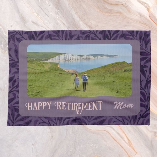 Personalized Happy Retirement Gifts for Mom Violet Kitchen Towel