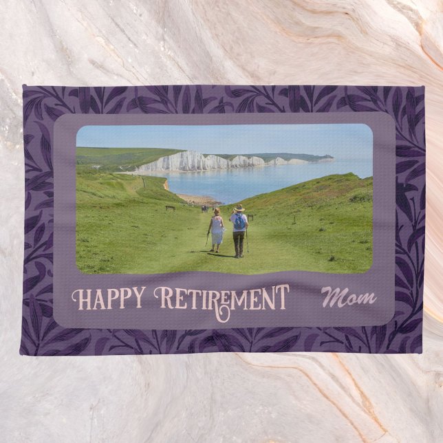 Personalized Happy Retirement Gifts for Mom Violet Kitchen Towel (Creator Uploaded)