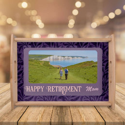 Personalized Happy Retirement Gifts for Mom Violet Serving Tray
