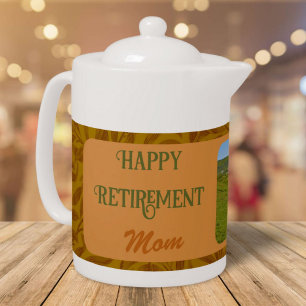 Personalized Happy Retirement Gifts for Mom Yellow Teapot