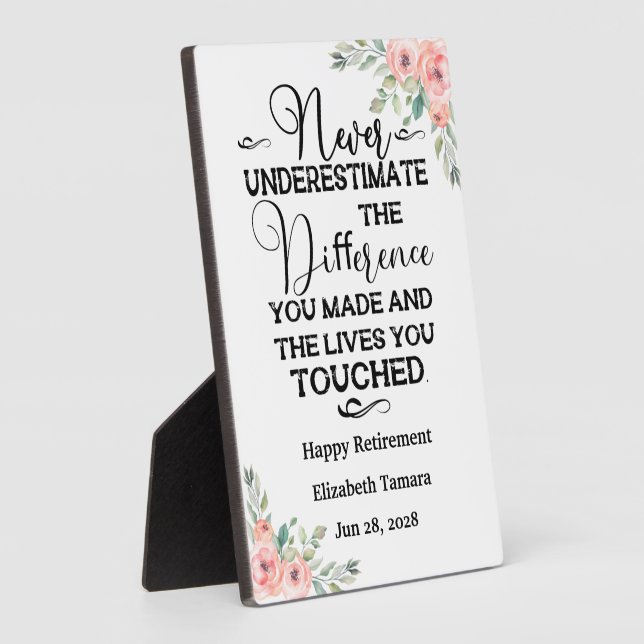 Personalized Happy Retirement quote for her Plaque (Side)