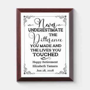 Personalized Happy Retirement quotes Award Plaque