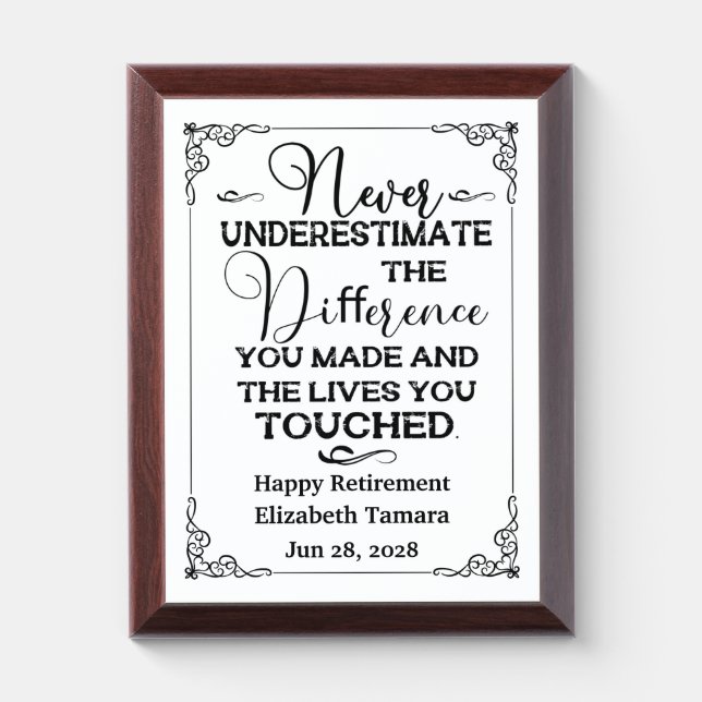 Personalized Happy Retirement quotes Award Plaque (Vertical)