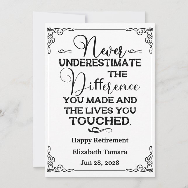 Personalized Happy Retirement quotes  Invitation (Front)