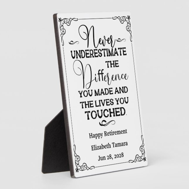 Personalized Happy Retirement quotes  Plaque (Side)