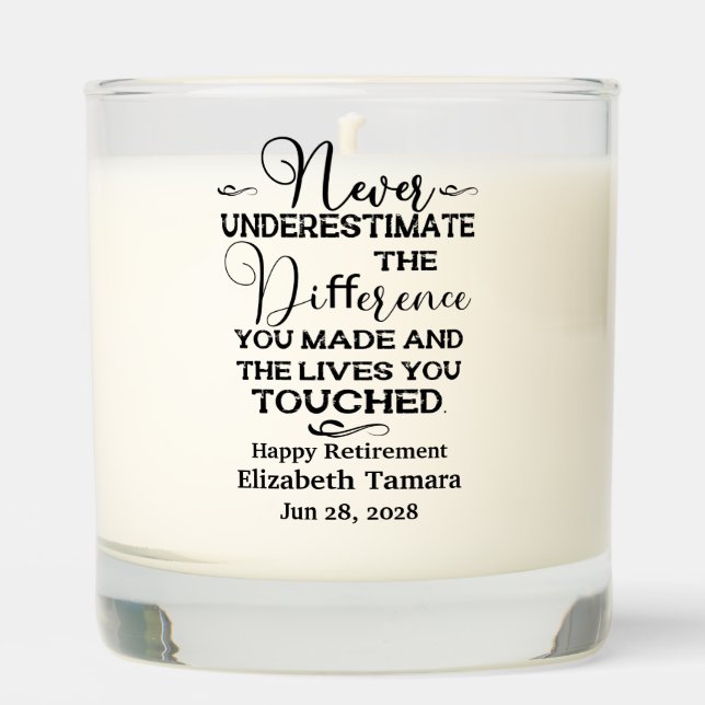 Personalized Happy Retirement quotes Scented Candle (Front)