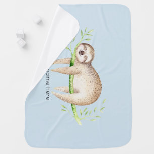 Personalized Happy Sloth Baby Blanket