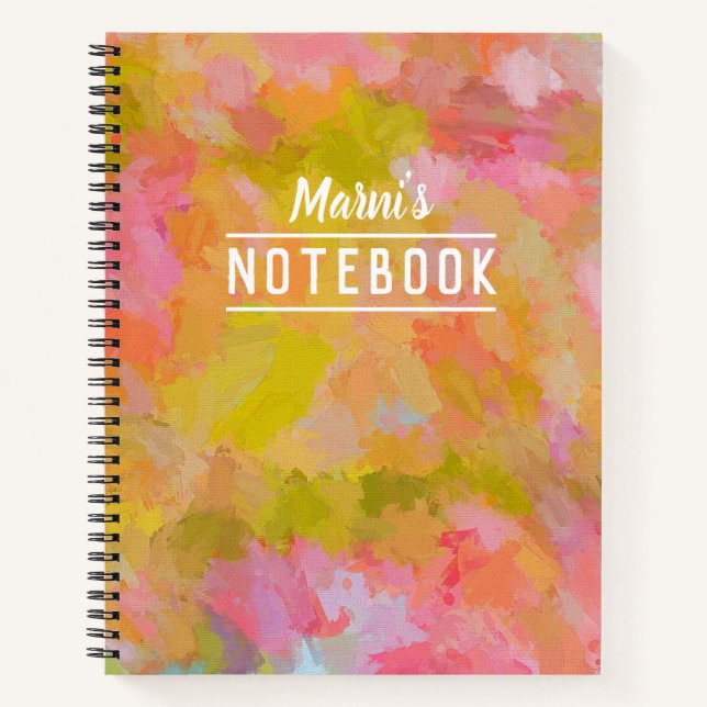 Personalized Happy Spring Colors Abstract Art Notebook (Front)