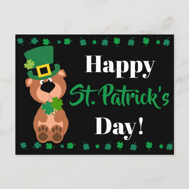Personalized Happy St Patricks Day Editable Holiday Postcard (Front)