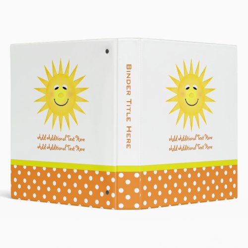 Personalized Happy Sun  Polka Dot Binder