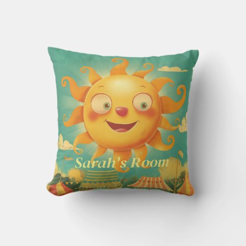 Personalized Happy Sunshine  Throw Pillow